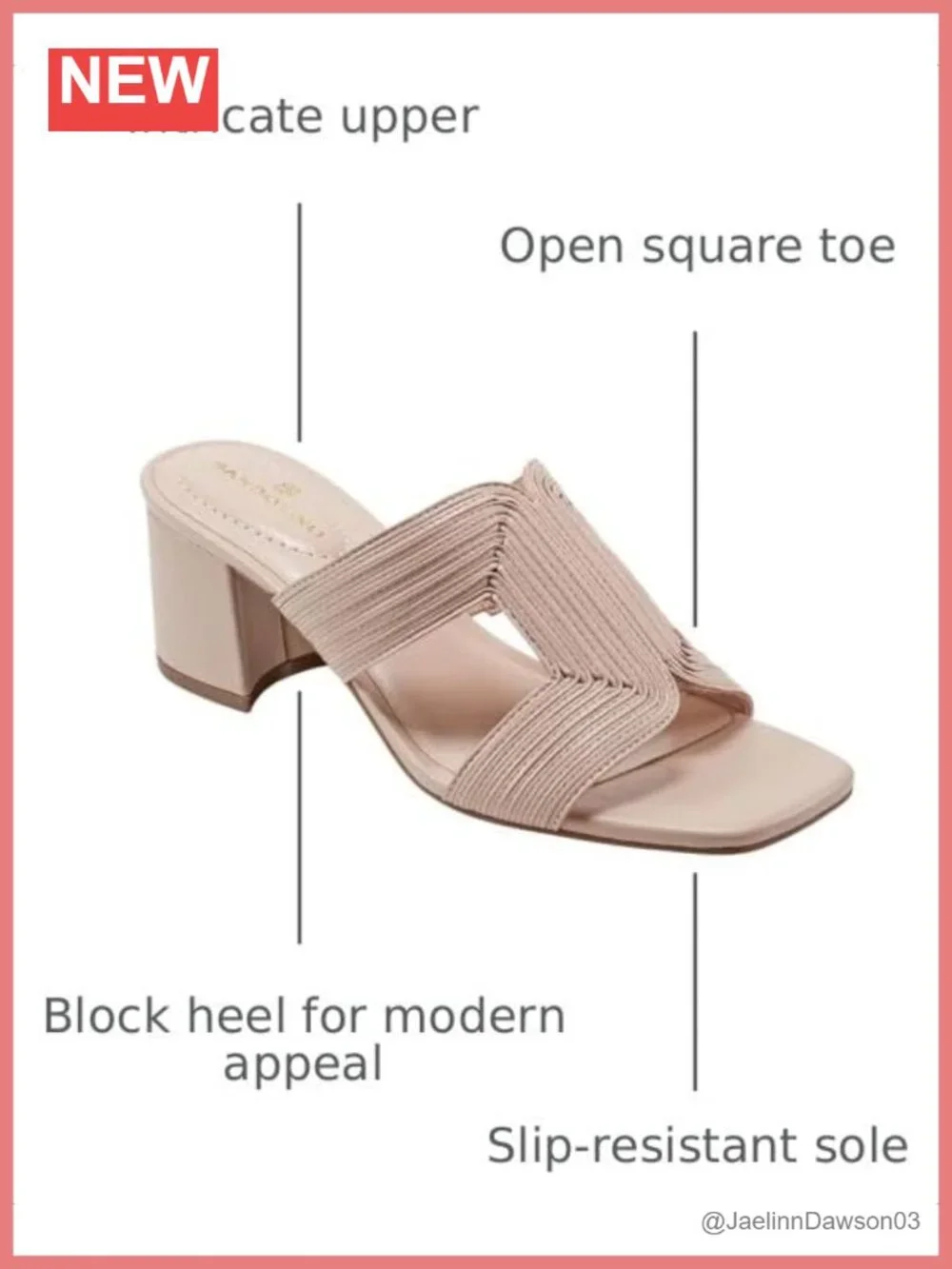 Square Toe Block Heel Slip On Sandals Women's Slide